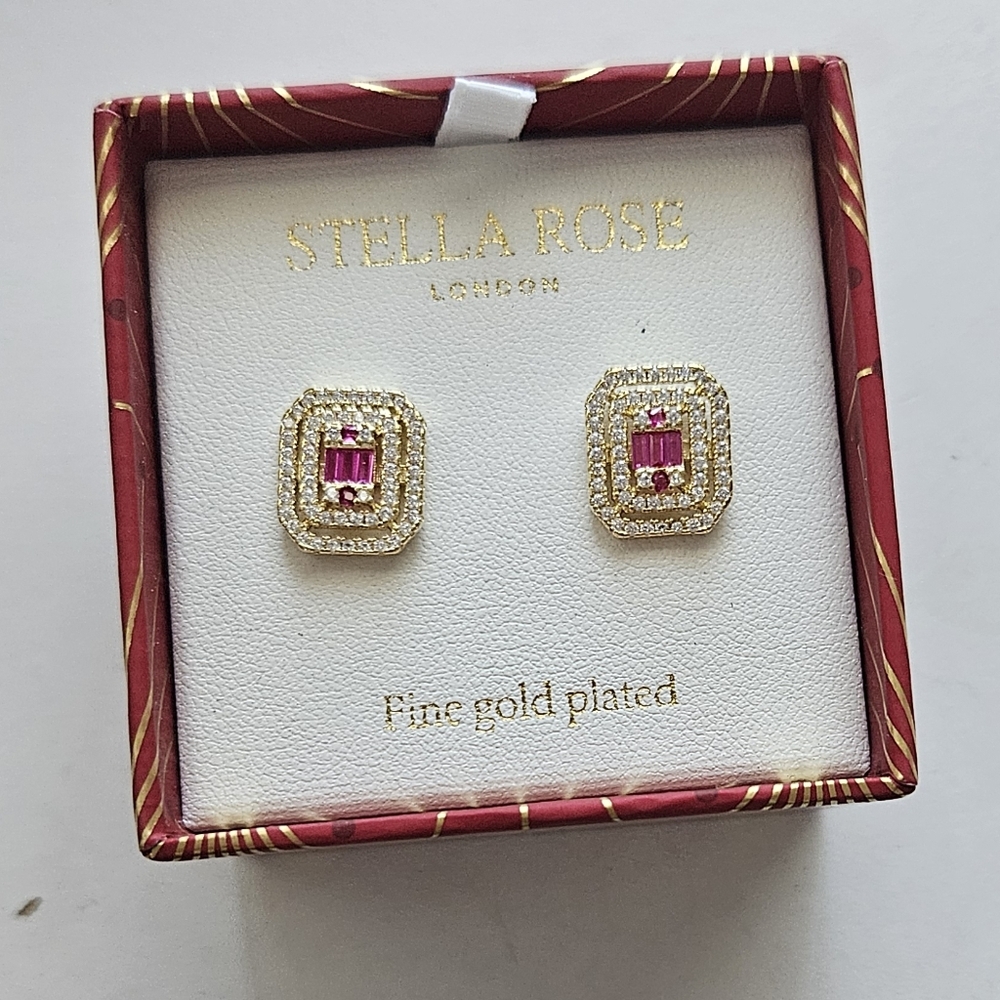 New Gold Plated Earrings Fine Stella Rose Studs